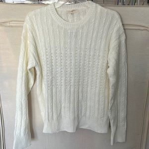Dress Barn Ivory Cable Knit Pearl Sweater (Slight stain - please see pictures!)